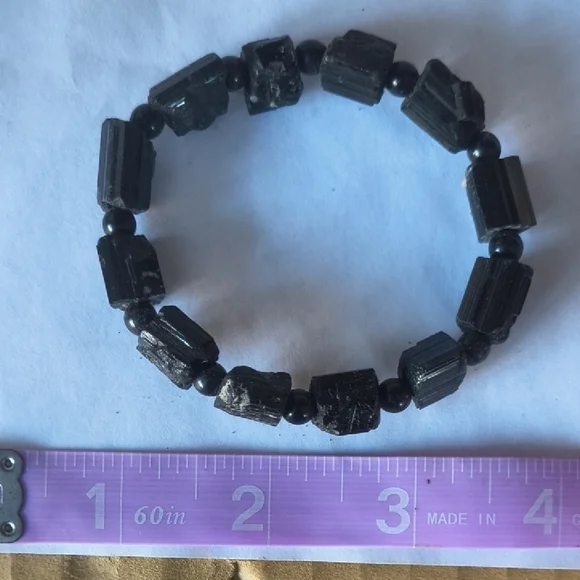 Raw Black Tourmaline Chunk Bracelet - Picture 3 of 4